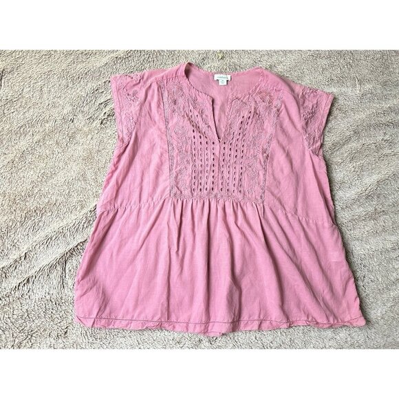 Sundance Katana Dusty Rose Top Boho Embroidered Cap Sleeve M - Picture 4 of 11